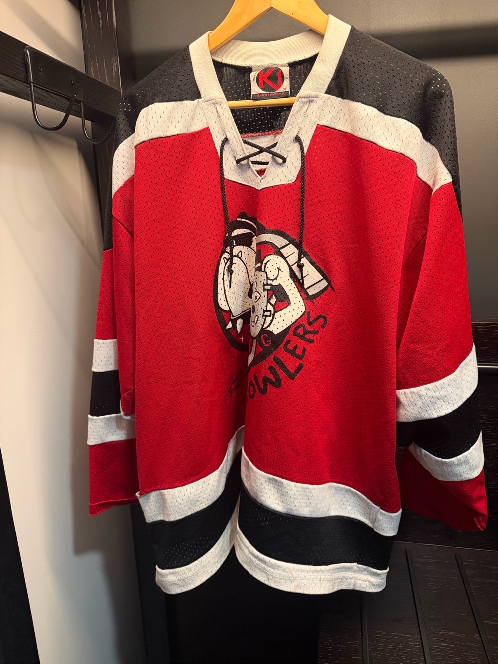 Vintage K1 Red Hockey  Pullover Sweater with Lace Neck